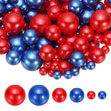 Imagem de PATIKIL Contas de pérolas falsas de 8/14/20 mm, 150 peças, enchimento de vaso, contas redondas para festa, aniversário, casamento, decoração de mesa, caixa de presente, vermelho/azul