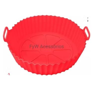 Imagem de Forma Cesta Redonda Antiaderentes Para Air Flyer Em Silicone Reutilizável Resistente Ao Calor Para Forno Micro-Ondas Cores Sortidas FyW ACESSÓRIOS