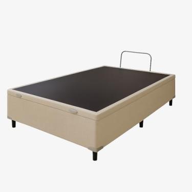 Imagem de Cama Box Com Bau Bege Casal Premium Blindada Super Reforçada Acompanha 6 pezinhos