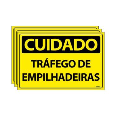 Imagem de Combo 3 Placas De Sinalização Cuidado Tráfego De Empilhadeiras 30x20 E
