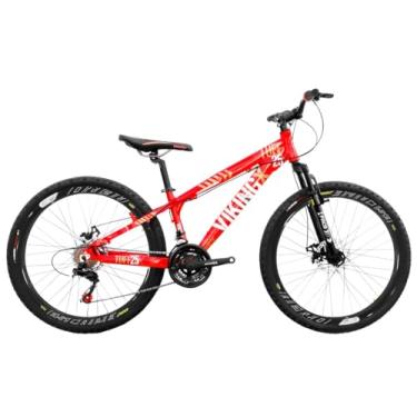 Imagem de Bicicleta Aro 26 Estilo Freeride Modelo Elite Com Quadro Viking Tuff X25 Aros Flay 18 Velocidades Suspensão Dianteira e Freios a Disco,Vermelho Preto
