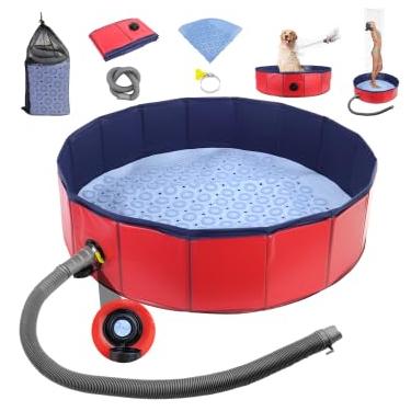 Imagem de Camkinger Panela de chuveiro portátil com conjunto de tapetes antiderrapantes, piso de lavatório dobrável com tapetes de banheiro antiderrapantes, chuveiro de acampamento 2 em 1 com tapete de banheira