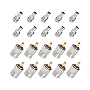 Imagem de Conectores de crimpagem PL259, conector coaxial de solda macho UHF PL259 para RG59/RG58/LMR240/Belden 9913, pacote com 10