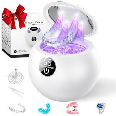 Imagem de TOMEISOR Máquina De Limpeza Ultrassônica De Retentores, Cuidados Com Dentaduras, Máquina De Limpeza Para Dentaduras, Joias, Aparelhos Ortodônticos, Cabeças De Escova De Dentes Com Capacidade De 250