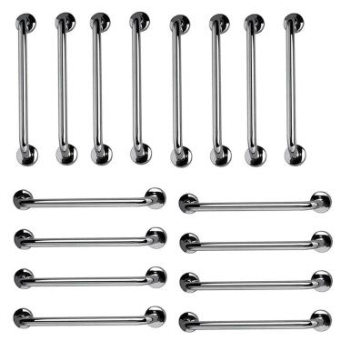 Imagem de Barra de Apoio 60cm Inox Kit 18 Unidades Idoso Gestante Banheiro Box Acessibilidade Deficiente Segurança Suporte