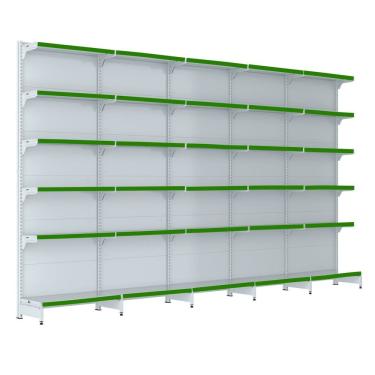 Imagem de Gondola Parede 202 Fit Farmacia Ate 5 Metros Branco Pe Verde