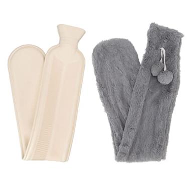 Imagem de Grcfumo Bamasão de água quente de borracha, bolsa de água quente mais quente da cintura com cobertura macia para alívio da dor (Dark Gray)