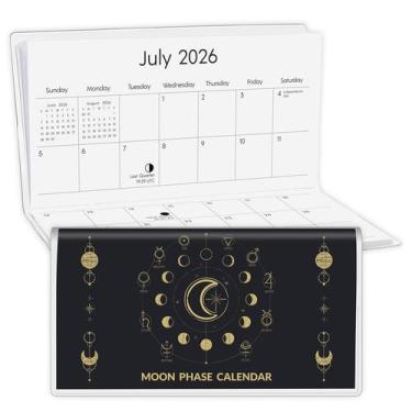 Imagem de Calendário de bolso Zuozee 2024-2026 com capa de PVC, fase lunar