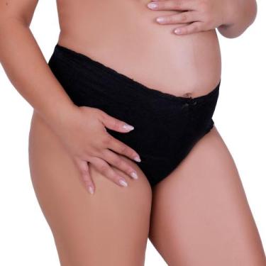 Imagem de Kit 3 Cinta de Algodão com Detalhe em Renda Calcinha Cós Alto Gestante