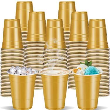 Imagem de Copos descartáveis cssopenss 120 unidades de plástico dourado 480 ml