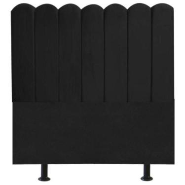 Imagem de Cabeceira Nuvem Cama Box Solteiro 90 Cm Alanis Suede Preto - Black Hou