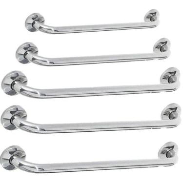 Imagem de Barra Alça De Apoio Inox Kit 5 Uni Box Acessibilidade - AB MÍDIA