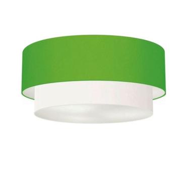 Imagem de Plafon Para Quarto Cilíndrico Sq-3021 Cúpula Cor Verde Limão Branco