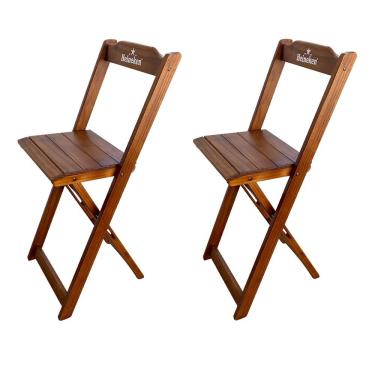 Imagem de Kit 2 Banquetas Bistrô Dobrável Madeira Personalizada Hei Imbuia - Cor: Marrom