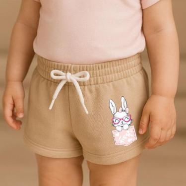 Imagem de Short Moletinho Infantil Estampado Feminino Coelhinho no Bolsinho Pelú