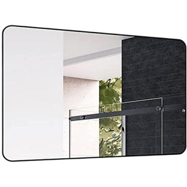 Imagem de Espelho de banheiro montado na parede, espelho de banheiro retangular, espelho de parede com moldura de metal de canto arredondado Espelho de parede para entrada, sala de estar, espelho de decoração