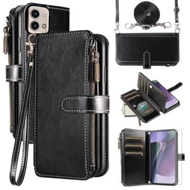 Imagem de Asuwish Capa de telefone para Motorola Moto G Stylus 5G 2023 capa com protetor de tela de vidro temperado e cordão com zíper carteira suporte para cartão suporte acessórios para celular GStylus G5