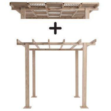 Imagem de KIT Pergolado de madeira Pinus tratado 2,90x2,90 metros + Brise cobert