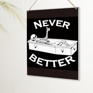 Imagem de Decorações de Halloween para casa, outono e outono, presentes de decoração de Halloween para mulheres, homens, nunca melhor, preto, decoração de parede, placa para casa de fazenda, banheiro, cozinha