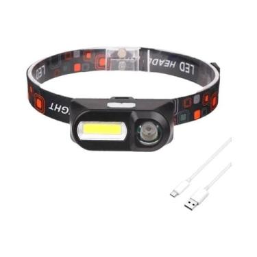 Imagem de Lanterna De Cabeça LED Recarregável De Alta Luminosidade Em Alumínio P