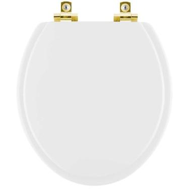 Imagem de Assento Sanitário Com Fechamento Lento Spot Branco Para Vaso Deca Com Ferragem Dourada