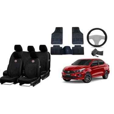 Imagem de Capa de couro + Tapete 5 peças + Capa de volante para Fiat cronos 17-24