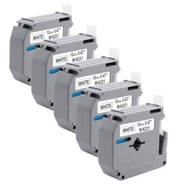Imagem de Fita de etiqueta de substituição MK231 para MK-231 MK 231 12 mm 0,47 P Touch M Tape para trabalho preto sobre branco para Brother PT-M95 PT-65 PT-70 PT-85 PT-90 etiquetadora, pacote com 5