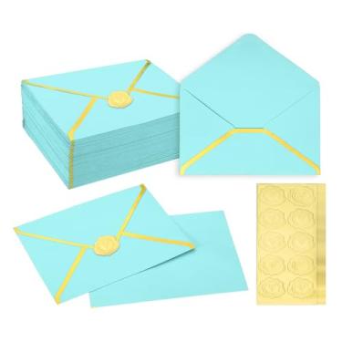 Imagem de PATIKIL Envelopes A7 de 100 peças, 12,7 x 17,8 cm, envelopes de convite de borda dourada, envelope de festa de correspondência, cartões de convites de casamento, formatura, aniversário, escritório