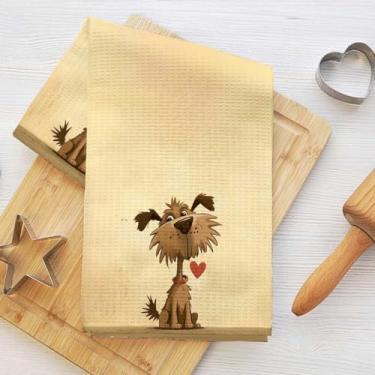 Imagem de Toalhas de cozinha fofas de cachorro de desenho animado, toalha de prato decorativa de microfibra absorvente, toalha de chá, toalhas de mão de waffle para cozinha, casa, banheiro, presentes para