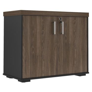 Imagem de Balcão Para Escritório 90cm 2 Portas Corp A06 Charuto/preto - Mpozenato