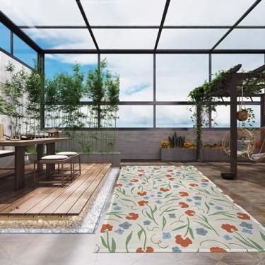 Imagem de Tapete para ambientes externos, 12 x 17 cm, canudo de plástico impermeável, impermeável, tropical, hidrofóbico, não mofado, para deck, anticongelante, resistente a rasgos, tapete têxtil para jardim e