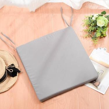 Imagem de Almofadas de cadeira para cadeiras de jantar, almofadas de assento para cadeiras de cozinha com gravatas, capa lavável e removível que não desbota, almofadas redondas de 40,6 cm, cinza, 6 peças