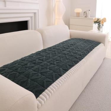 Imagem de DREAMINGO Capa de sofá felpuda para animais de estimação com jacquard geométrico, lavável e antiderrapante para sofá de 2 almofadas, tapete de pelúcia para sofá protetor de almofada de 70 x 150 cm