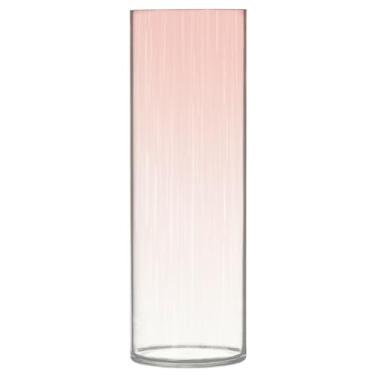 Imagem de JUZIHAI Vaso branco rosa gradiente para flores 9,9 cm x 30 cm Cilindro de plástico moderno vaso de flores para centro de mesa de casamento decoração de casa