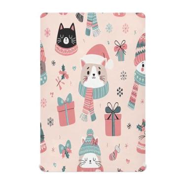 Imagem de Qilmy Lençóis de berço de gatos pastel, macio, respirável e elástico, lençol com elástico para meninos e meninas, miniberço, 99 cm x 68,5 cm, capa de colchão infantil portátil