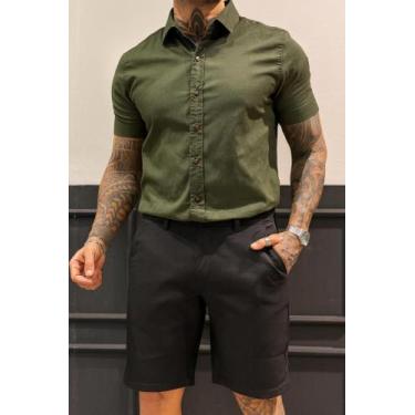 Imagem de Camisa Masculina Social Manga Curta I Algodão Premium - Genérico, Verd