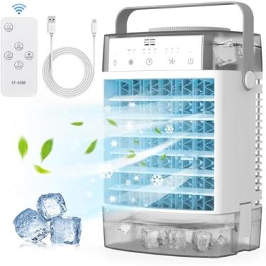 Imagem de Ar Condicionado Portátil DUDIFFY Resfriador de Evaporativo Unidade AC com Controle Remoto 7 Luzes Coloridas Tanque Água Três Regulações Modos Frio Nat