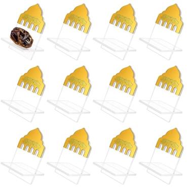 Imagem de Potchen Pacote com 12 suportes para tâmaras Ramadã de vidro acrílico bismillah islâmica para caligrafia islâmica para decoração de mesa central para Eid Ul Fitr Jejum Ramazan Adha Presentes de festa