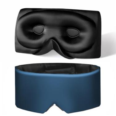 Imagem de USlixury Máscara de dormir de seda, máscaras de dormir contornadas 3D, máscaras blackout para dormir para mulheres com asa de nariz, 100% seda de amoreira, máscara antiderrapante para dormir de lado