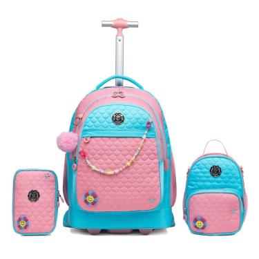 Imagem de Kit Mochila Menina Infantil Estojo Lancheira Casual Reforçada-Feminino
