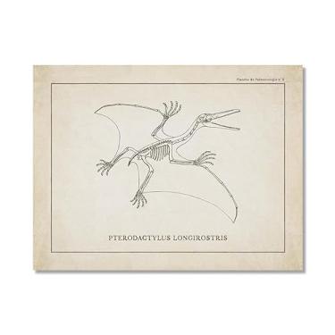 Imagem de Arte de parede de esqueleto de dinossauro vintage, paleontologia, pôsteres em tela, fósseis de dinossauro, impressões artísticas, esboços, fotos, decoração de quarto de menino (SKU16,20.3x30.5 cm =