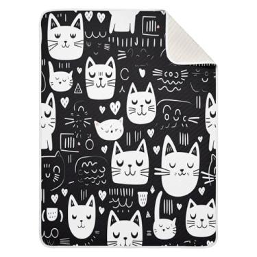 Imagem de Blueangle Cobertores fofos de gatos de desenho animado para cochilo de carrinho de bebê, 76 x 101 cm, cobertores quentes e macios unissex para meninos, meninas, crianças, bebês (20)