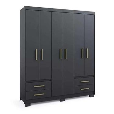 Imagem de Guarda-Roupa Casal Primacy 6 PT 4 GV Preto - BATROL