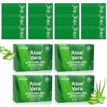 Imagem de Erinde Pacote com 120 gel de Aloe Vera para rosto, cabelo e corpo, 99% puro gel de aloe vera para alívio de queimaduras solares, alívio pós-sol, cuidados com a pele, gel hidratante e calmante, tamanho