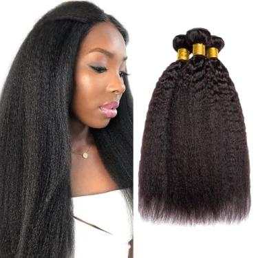 Imagem de Feixes de cabelo humano yaki preto natural natural 66 61 cm Yaki liso extensões de cabelo virgem brasileiro Remy trama dupla trama rápida para mulheres ofertas