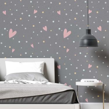 Imagem de Papel de Parede Adesivo Jovem Coração N02064 Rolo 0,58x3M