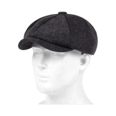 Imagem de Boné Masculino Retrô - Estilo Espinha de Peixe - Boina para Outono/Inv