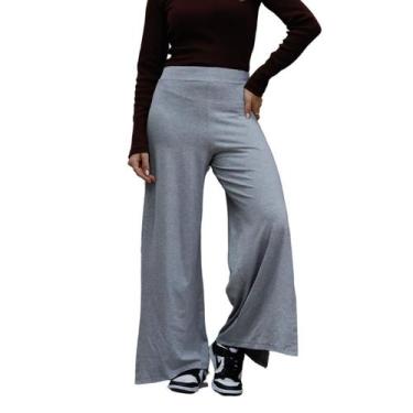 Imagem de Calça Pantalona Feminina Com Fenda Lateral e Cós Alto - Mayara Manzano