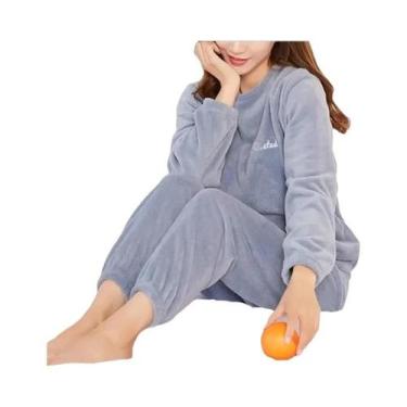 Imagem de Conjunto De Pijama De Veludo Feminino, Top Solto E Calças Com Cintura 