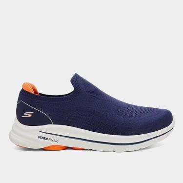 Imagem de Tênis Skechers Go Walk 8 Masculino, Azul, Laranja, 42